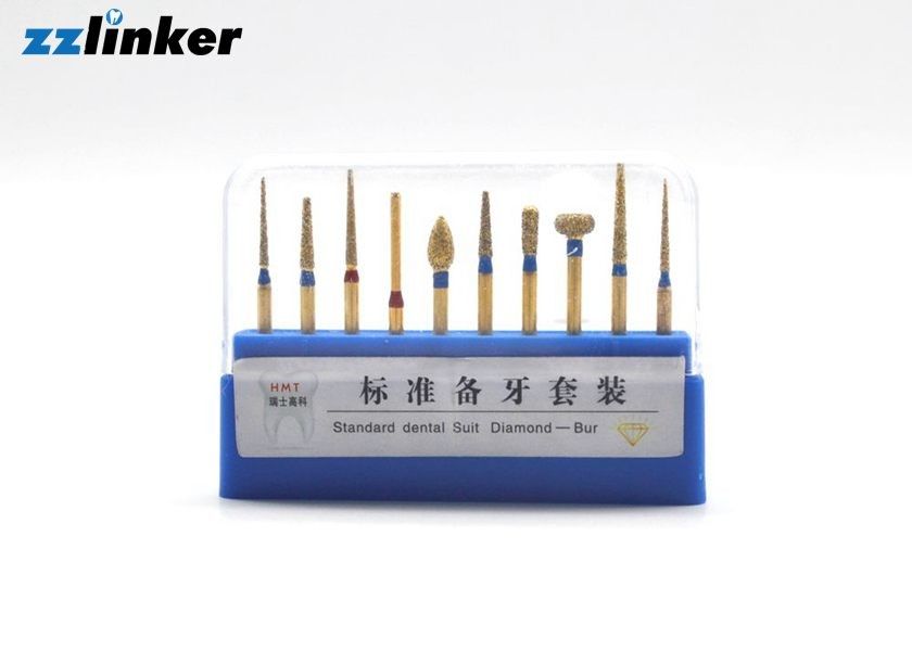 10 Sizes Dental Burs For Crown Preparation Gold Plated With FDA Certificate